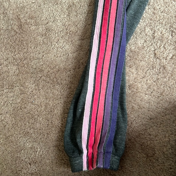 Aviator Nation Rare Vintage Pink and Purple 5 Stripe Heather Sweatpants Small - Picture 2 of 8